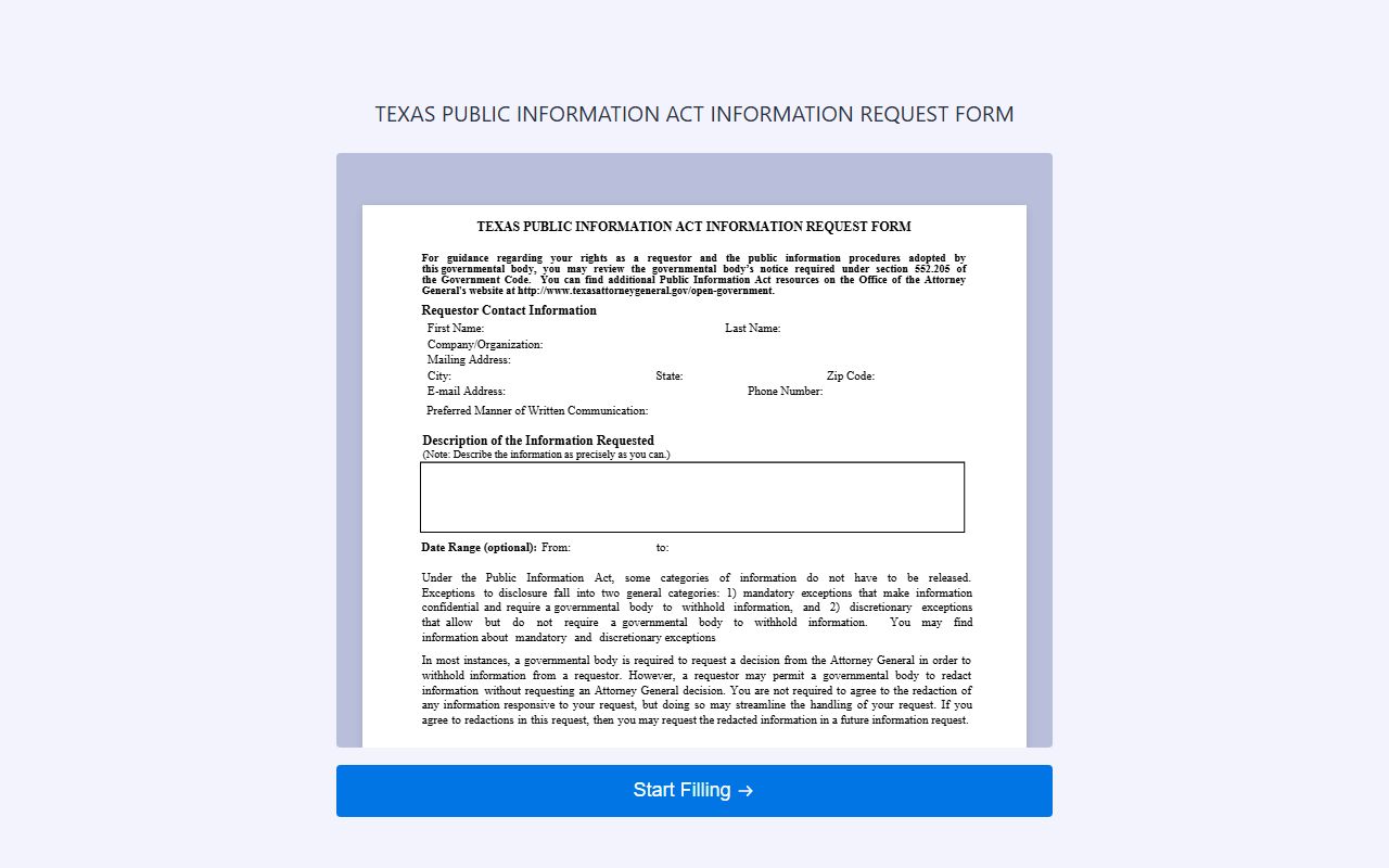 Randall County booking photo public information request form