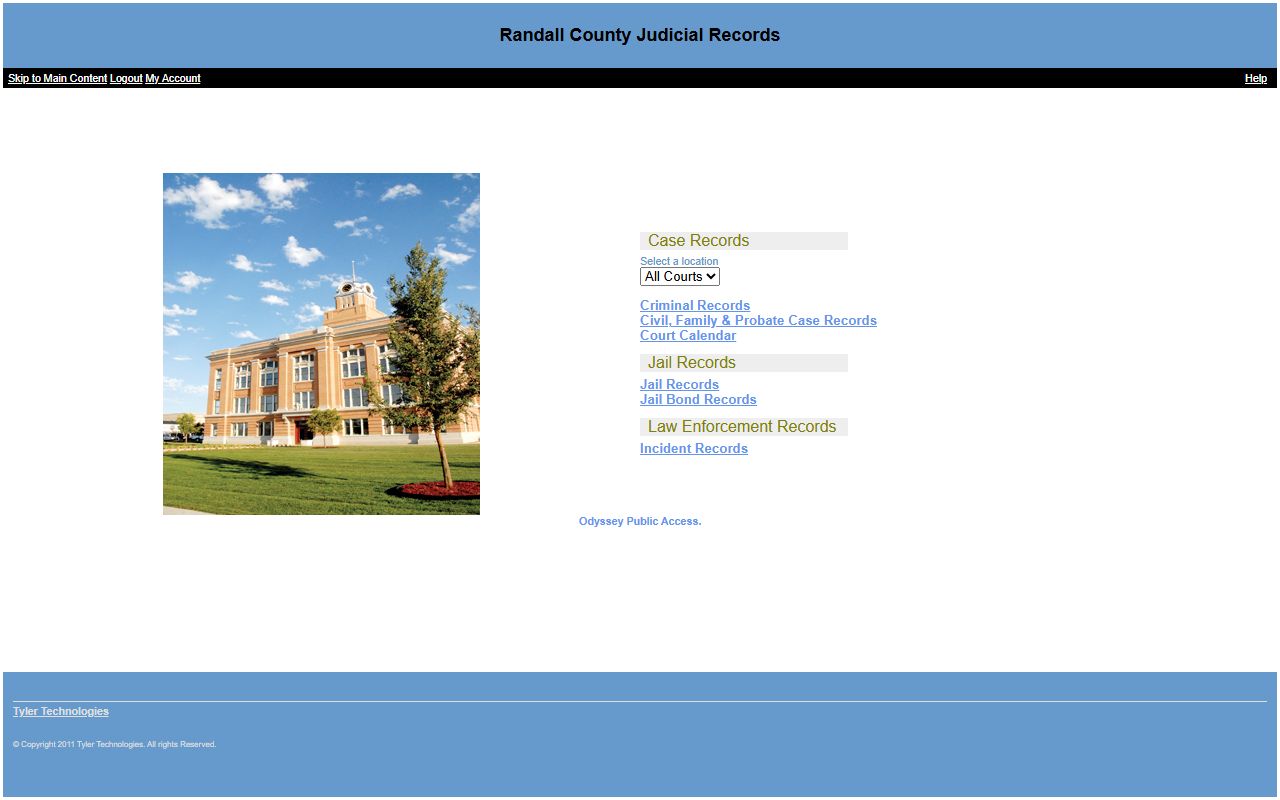 Randall County court records after jail arrest Tyler Odyssey portal
